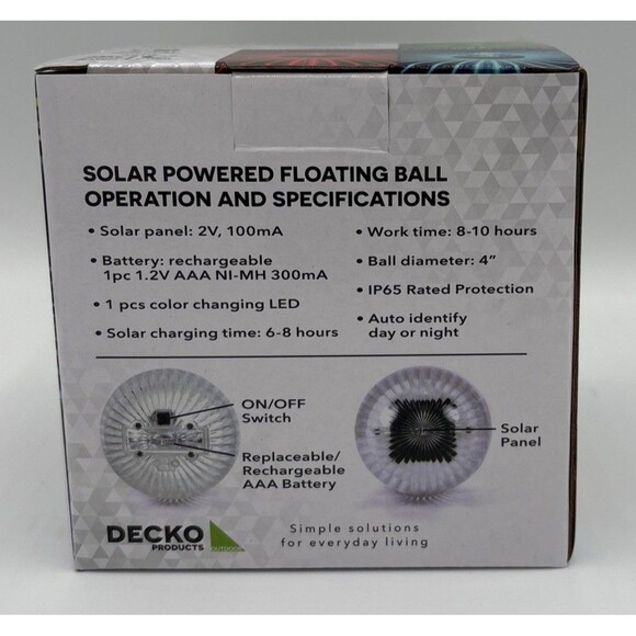 Solar Powered floating led globe light. Deco Products . New. Battery Included - Picture 2 of 10